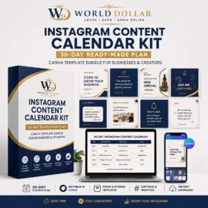 Instagram Content Calendar Kit – 30-Day Ready-Made Content Plan with Editable Canva Templates for Businesses, Creators and Entrepreneurs